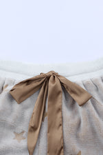 Load image into Gallery viewer, White Plush Star Pattern Long Sleeve Pullover and Shorts Lounge Set - The Gold Cactus
