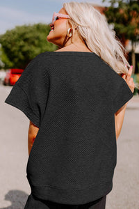 Black Textured Loose Fit T Shirt and Drawstring Pants Set - The Gold Cactus