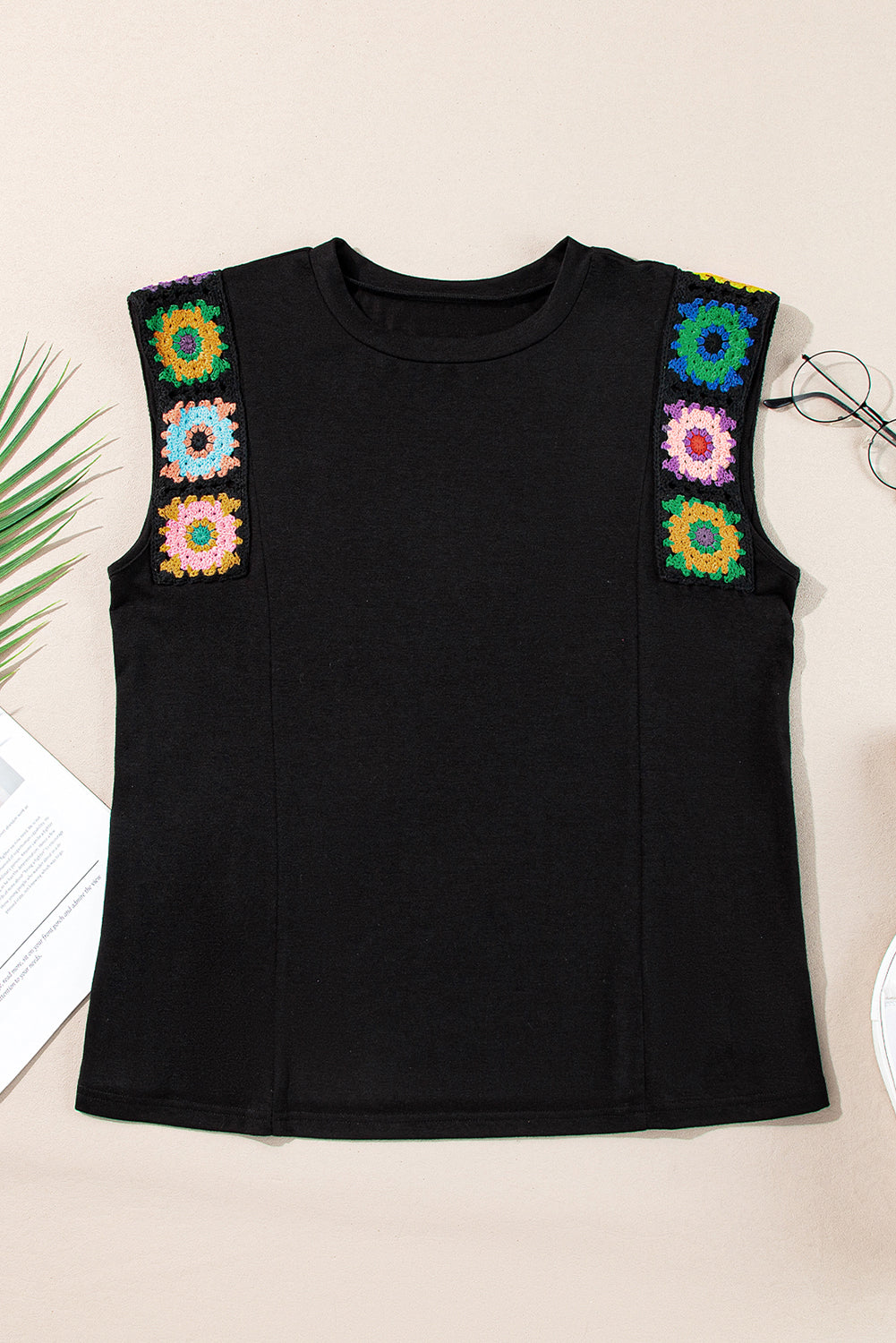 Kelly Floral Crochet Casual Tank Top - Threaded Pear