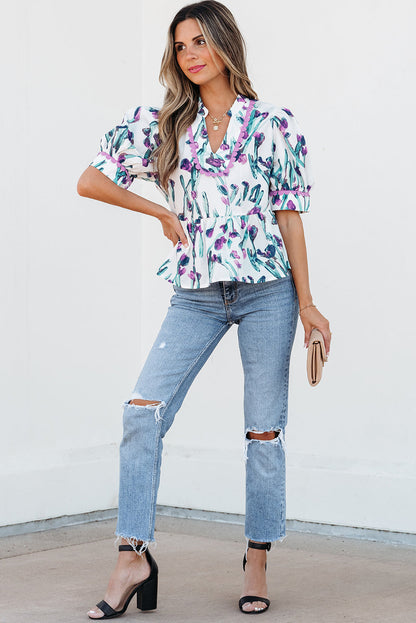 Raelyn Floral Ricrac Trim Top