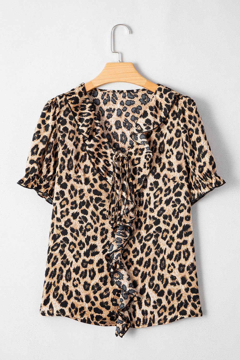 Martha Leopard Puff Short Sleeve Top - Threaded Pear