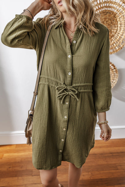 Harmony Textured Button Up Dual Tied Dress