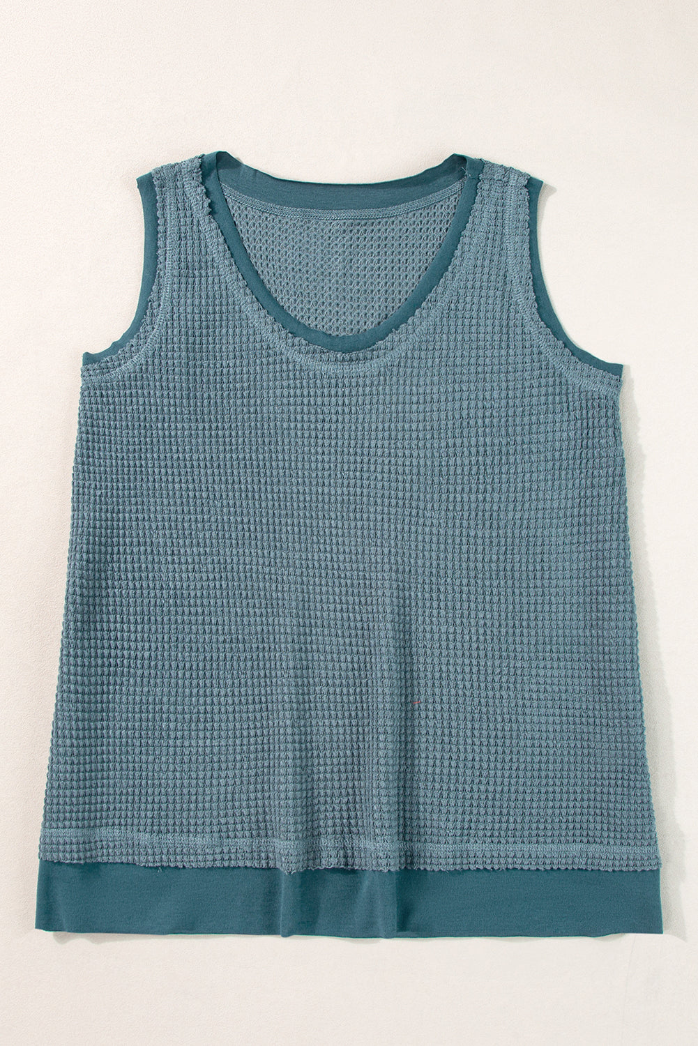 Birdie Scoop Neck Waffle Knit Flowy Tank - Threaded Pear