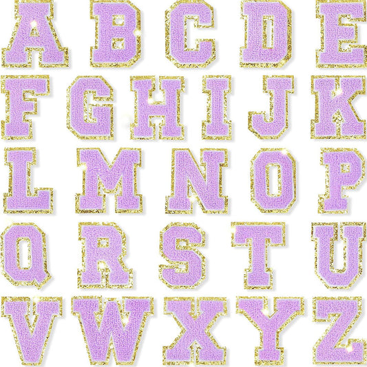 Purple Self Adhesive Chenille Letters Patches - Threaded Pear