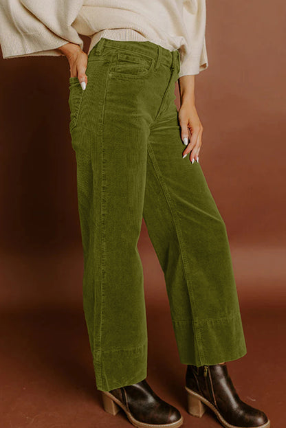 Juliette Green Corduroy Wide Leg Pants