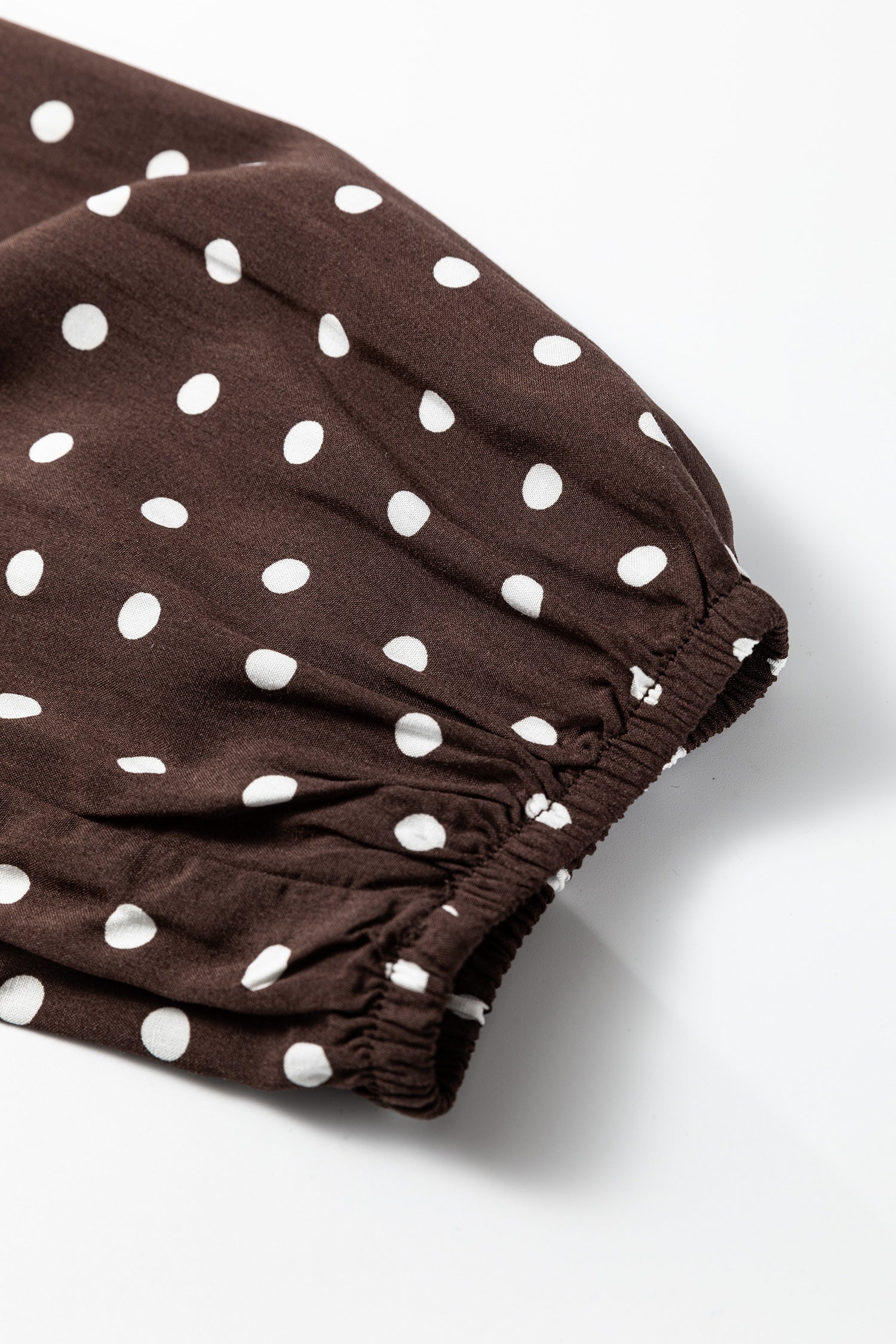 Kennedy Coffee Polka Dot Long Sleeve Mini Dress - The Gold Cactus