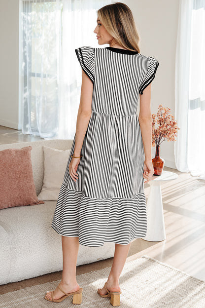 Margo Trim V Neck Midi Dress - The Gold Cactus