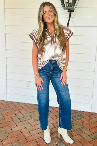 Sara Ruffled Short Sleeve Blouse - The Gold Cactus