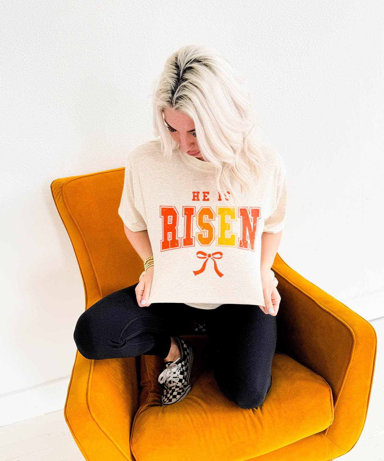 He Is Risen Orange/Yellow Graphic Tee