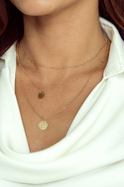 Multi-layered Round Pendant Necklace - The Gold Cactus