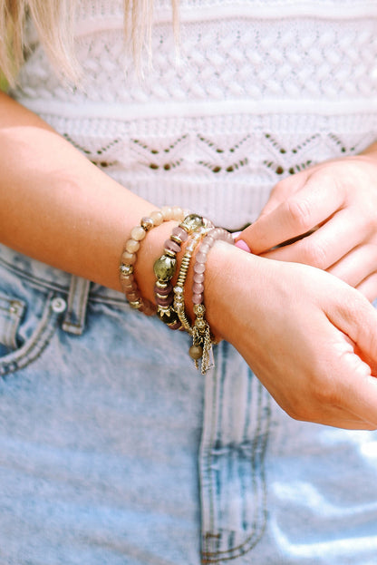 Brown Bohemian Crystal Pendant Tassel Bracelet - Threaded Pear