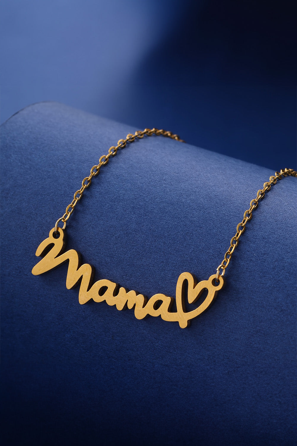 Gold mama Heart Pendant Chain Necklace - Threaded Pear