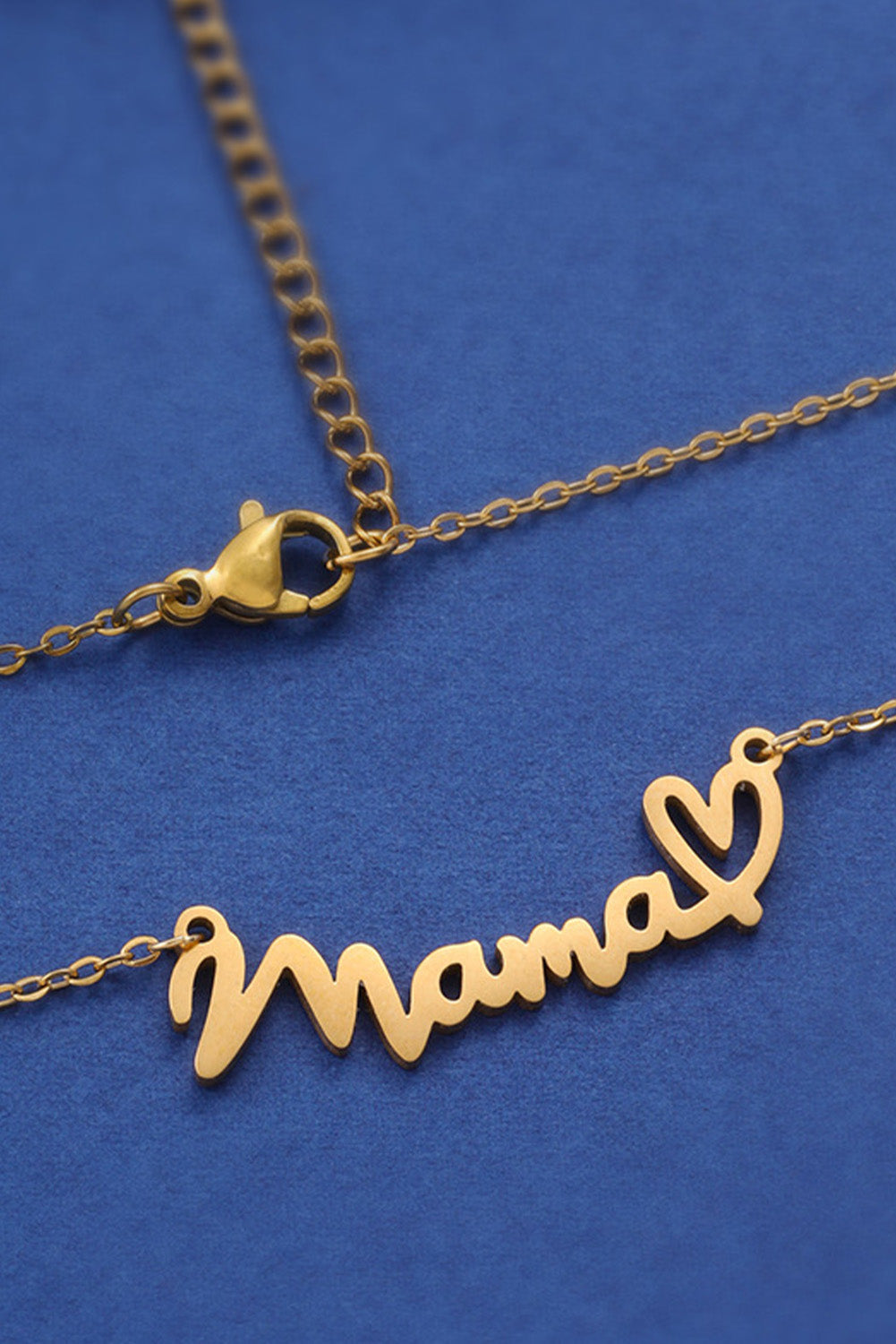 Gold mama Heart Pendant Chain Necklace - Threaded Pear