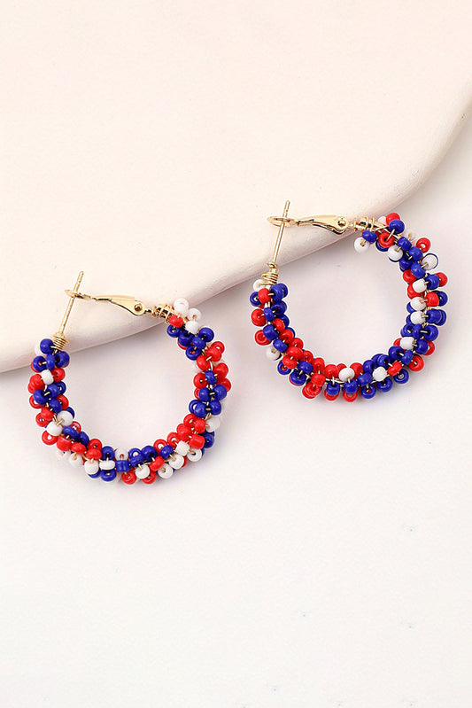 Fiery Red Flag Day Beaded Hoop Earrings - The Gold Cactus