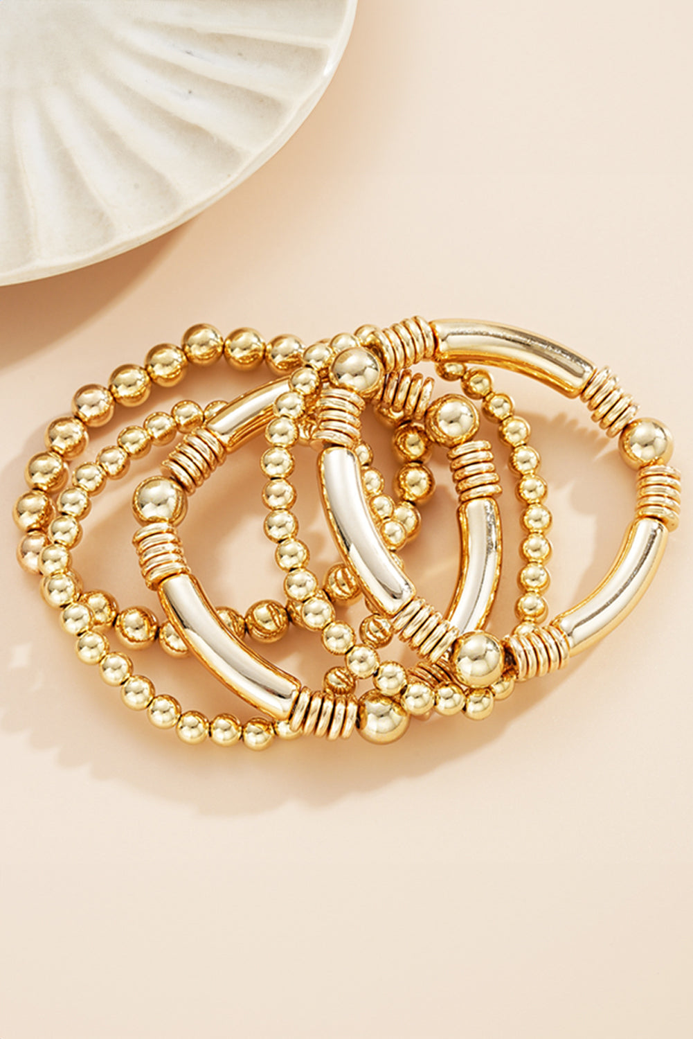 Gold Layered Elastic Bracelet Set