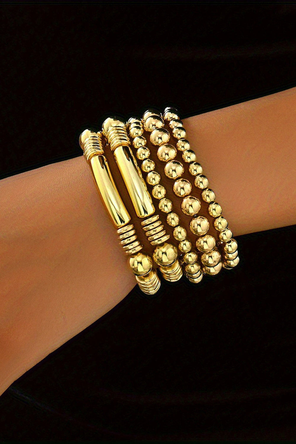 Gold Layered Elastic Bracelet Set