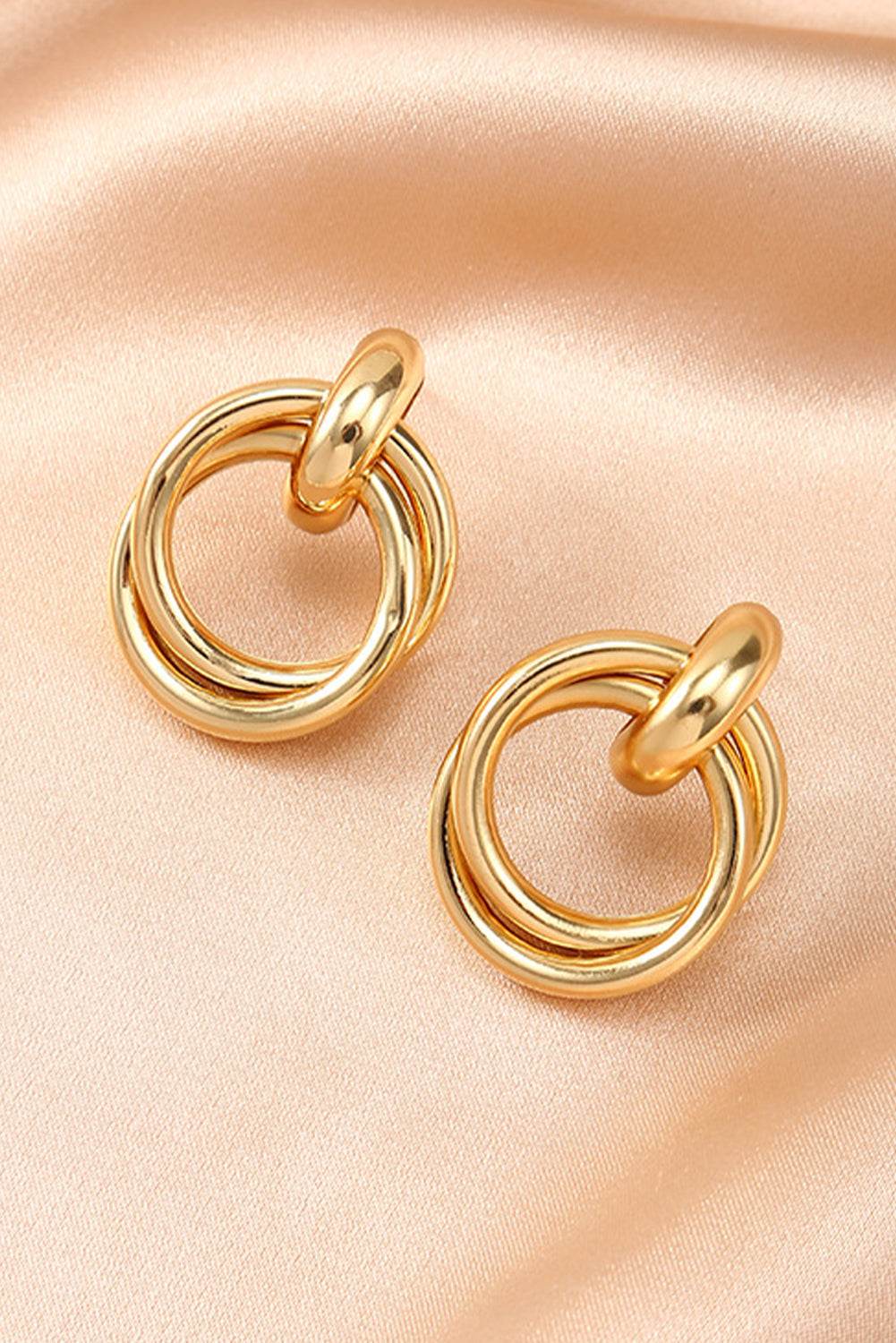 Gold Circles Stud Earrings.