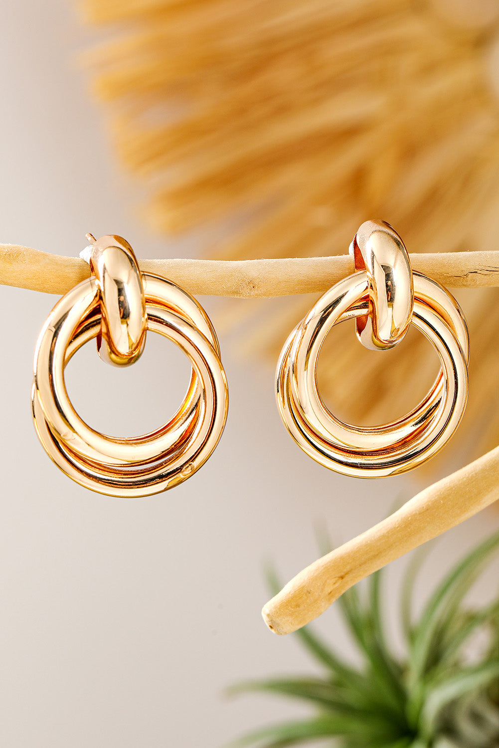 Gold Circles Stud Earrings.