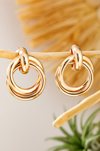 Gold Circles Stud Earrings.