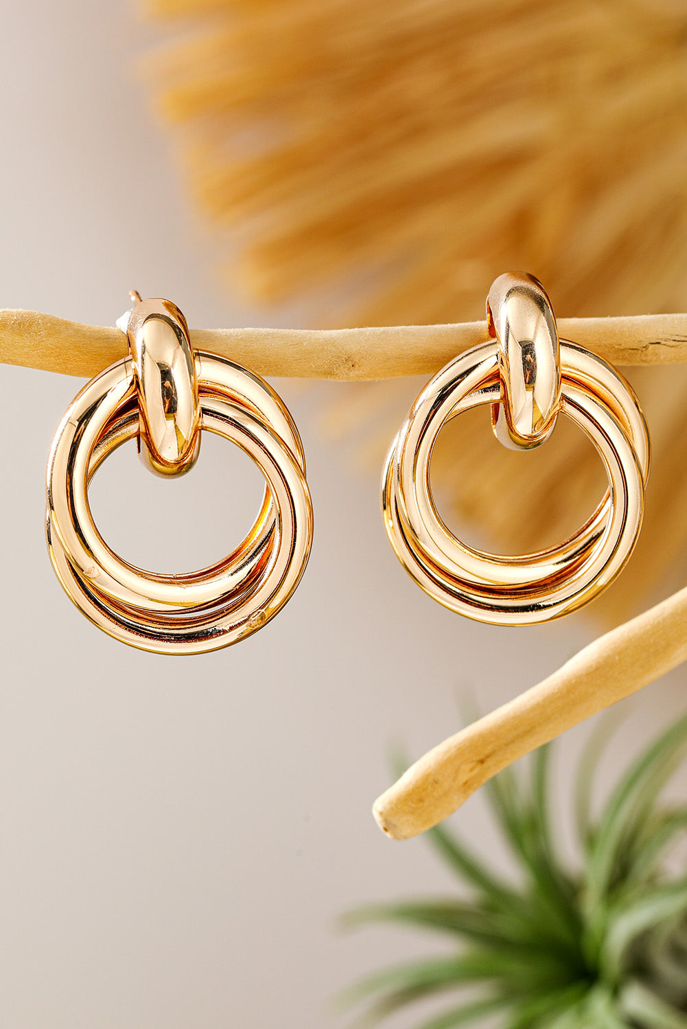 Gold Circles Stud Earrings.