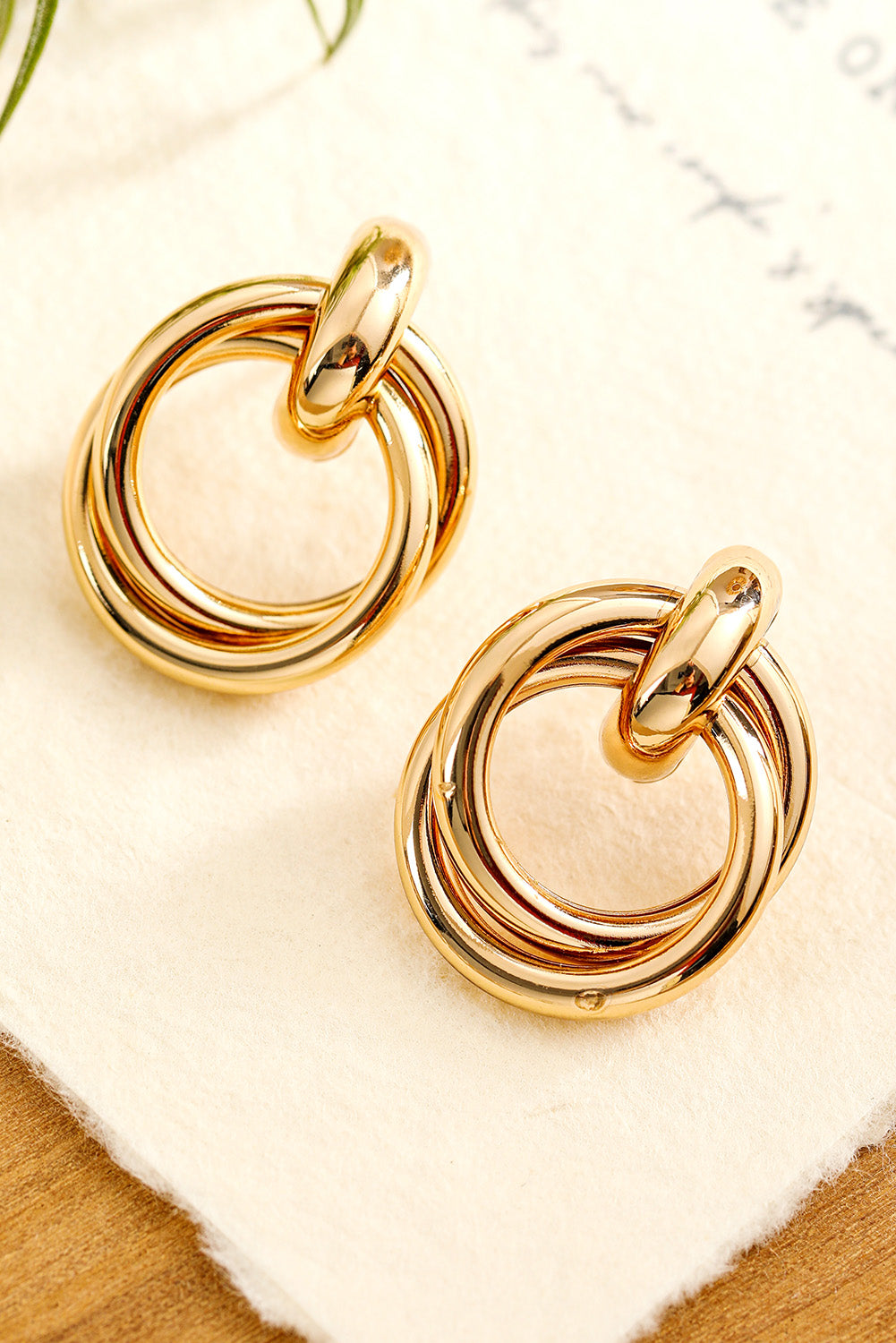 Gold Circles Stud Earrings.