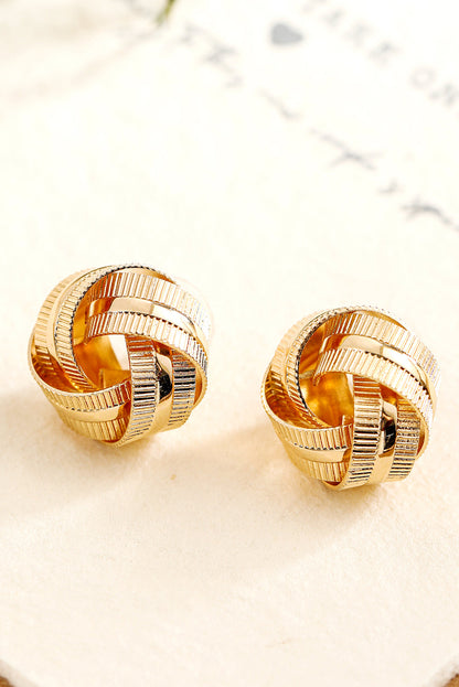 Gold Textured Knot Stud Earrings.