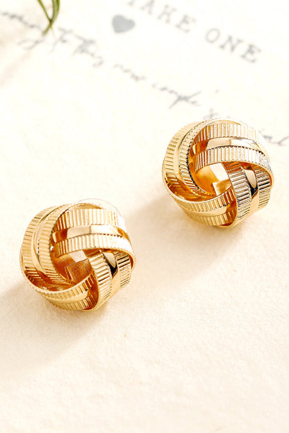 Gold Textured Knot Stud Earrings.