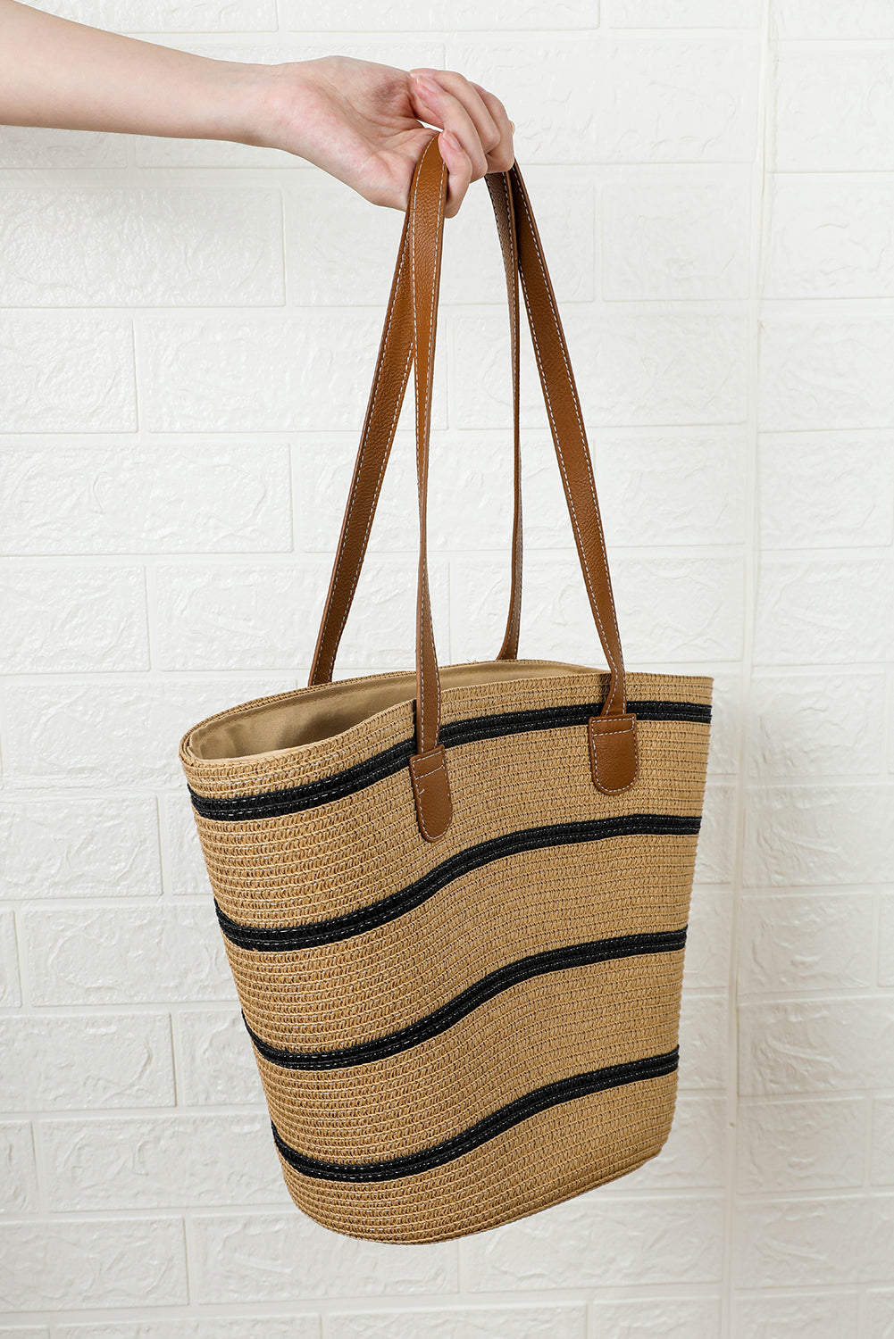 Aya Woven Striped Tote Bag - The Gold Cactus