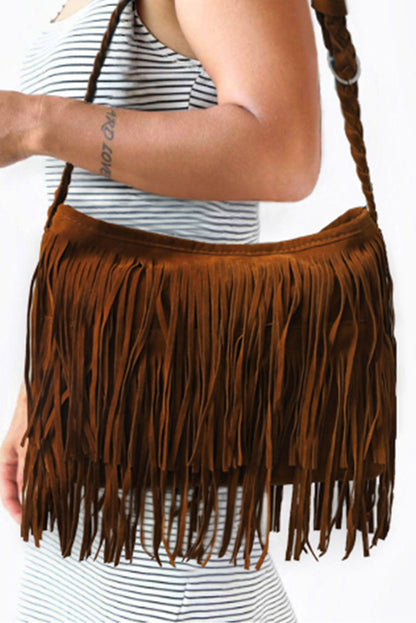 Jazmin Fringe Braid Shoulder Strap Bag - Threaded Pear