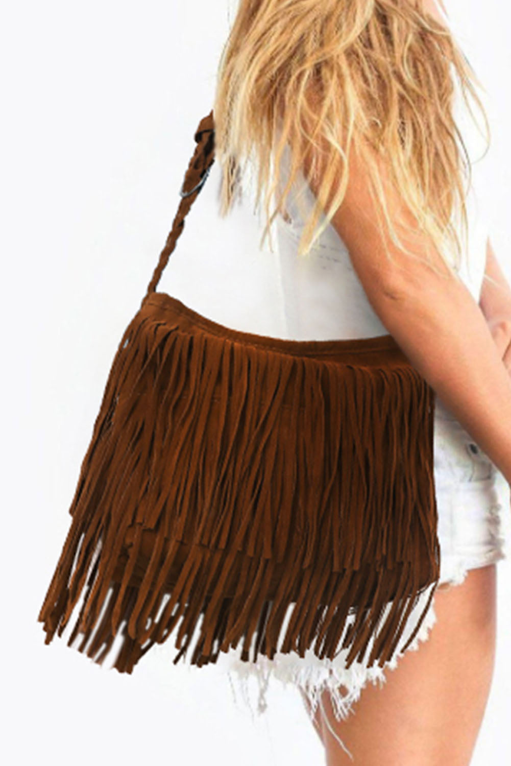 Jazmin Fringe Braid Shoulder Strap Bag - Threaded Pear