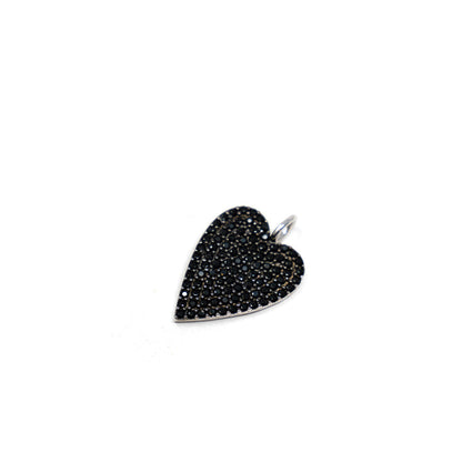 Moody Heart Charm Charms & Pendants The Sis Kiss Silver with Black Crystals