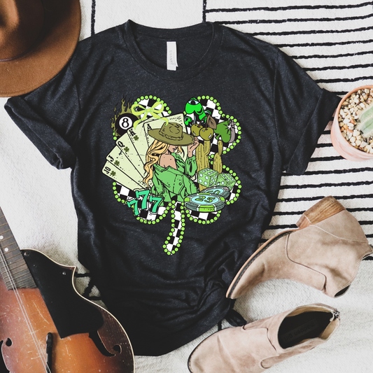 Shamrock Cards Cowgirl Graphic Tee