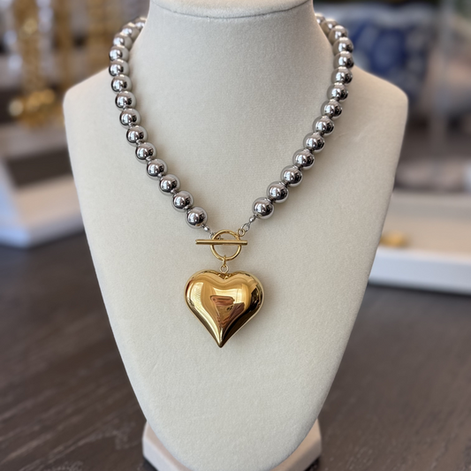 Mixed Metal Heart Necklace