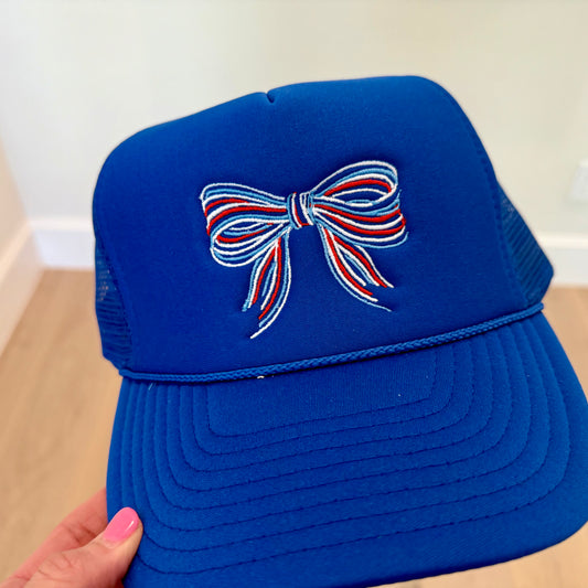 Red, White and Blue Bow Hat