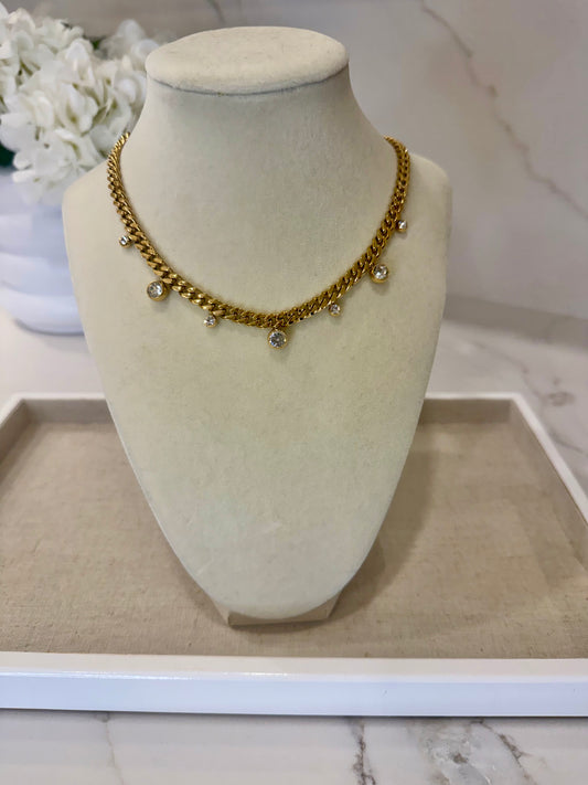 Cuban Chain Drop Necklace - The Gold Cactus