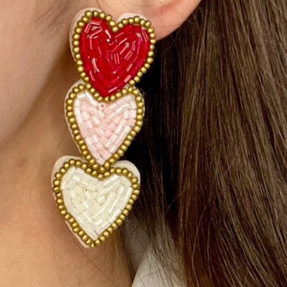 Beaded Valentine's Heart Earrings - The Gold Cactus