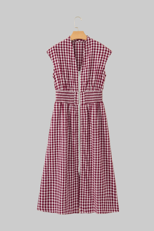 Joy Red and White Checkered Maxi Dress