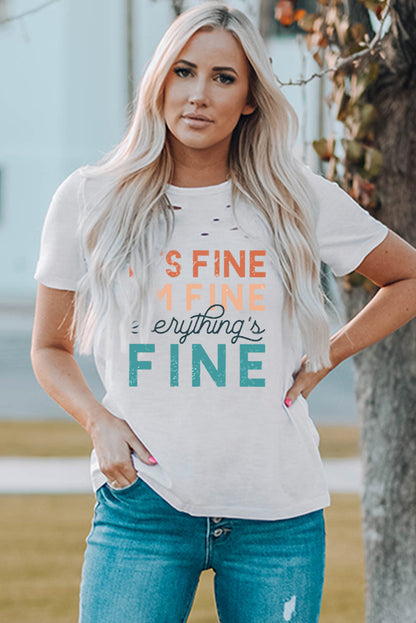 Everything is Fine Graphic Distressed T Shirt - Threaded Pear