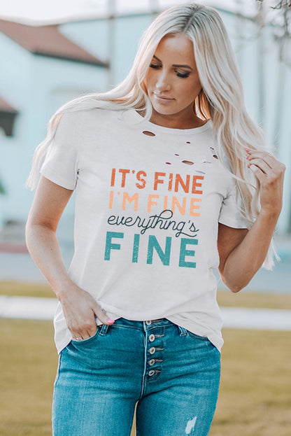 Everything is Fine Graphic Distressed T Shirt - Threaded Pear