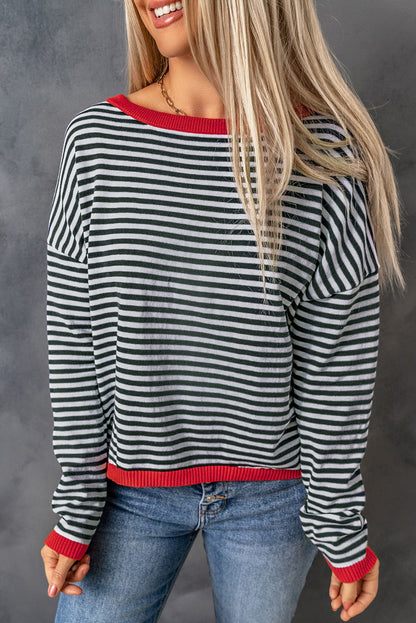 Madelynn Striped Drop Shoulder Sweater