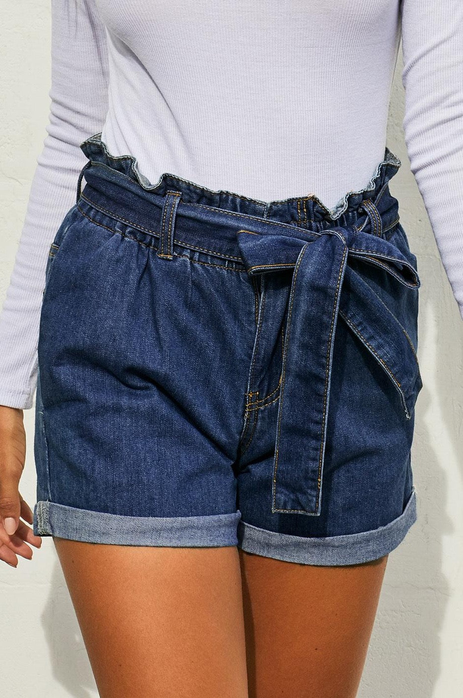 Ruby High Waist Denim Shorts - Threaded Pear