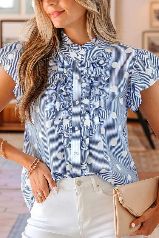 Nelly Short Sleeve Ruffle Blouse