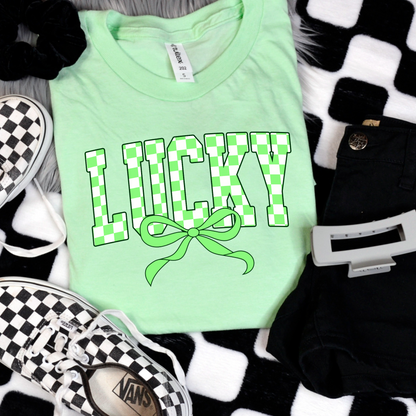 Checkered Lucky Bow Graphic Tee