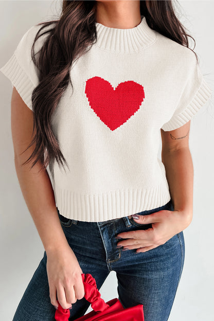 Amore Valentine Heart Short Sleeve Sweater - The Gold Cactus
