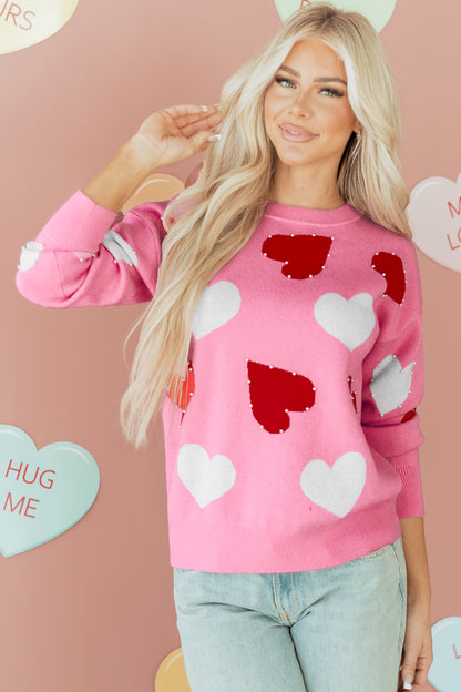 Rowen Pearl Embellished Heart  Valentines Day Sweater