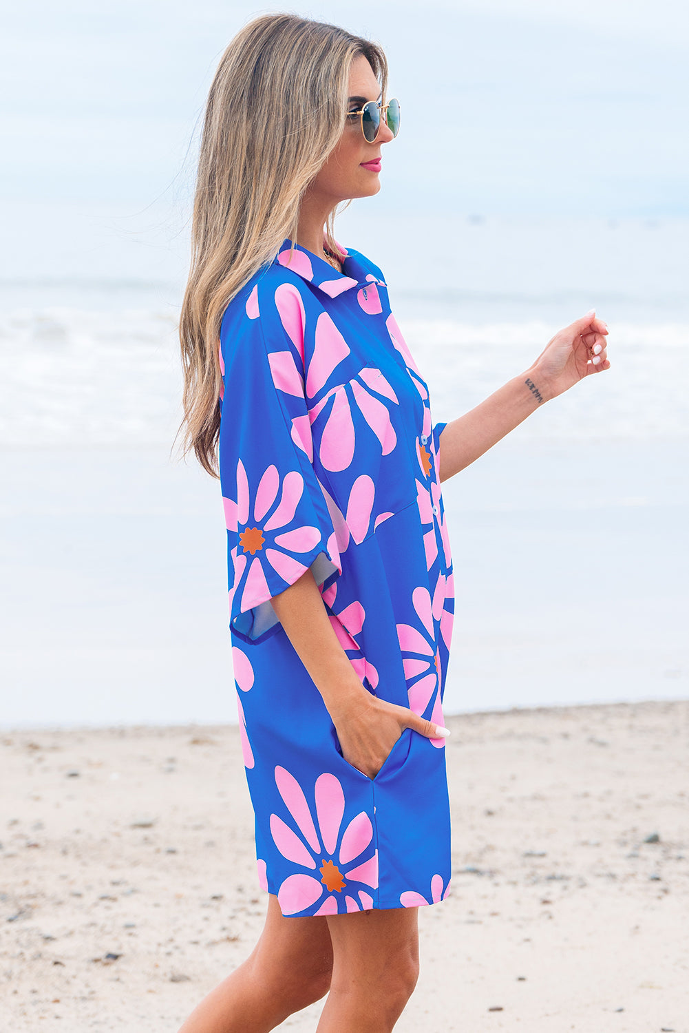 Ailany Flower Collar Button Front Loose Romper - Threaded Pear