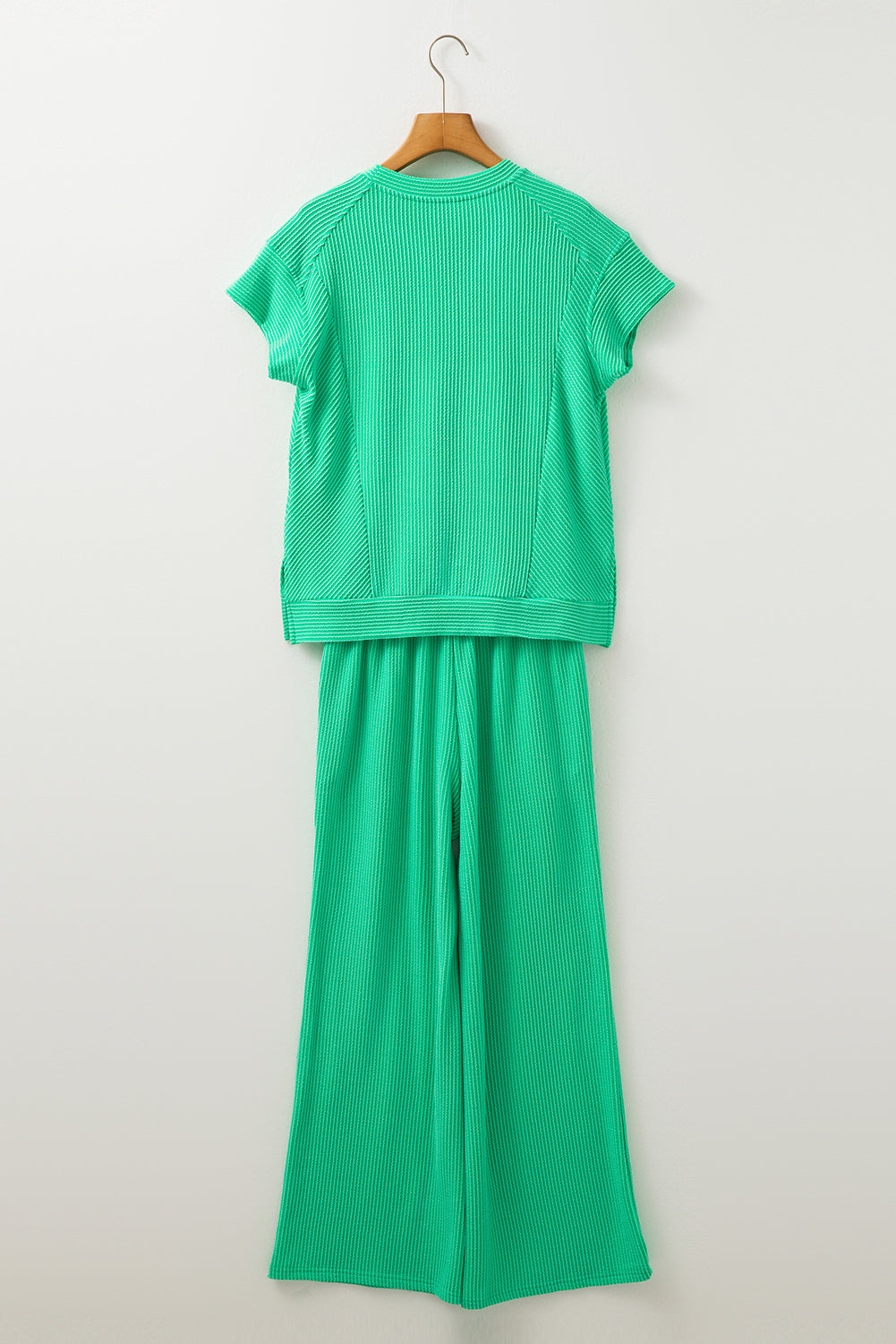 Leilany Corded Knit Short Sleeve Set - Threaded Pear