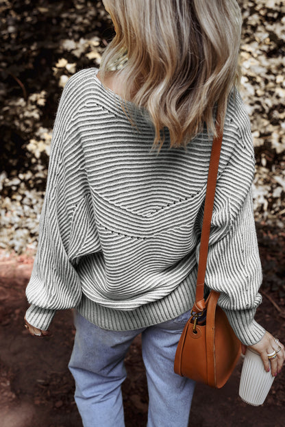 Clara Ribbed Knit Boat Sweater