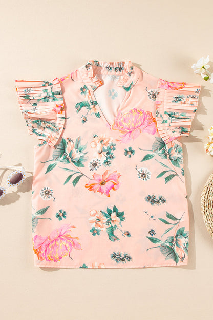 Kori Frilled V Neck Pleated Sleeve Blouse - Threaded Pear