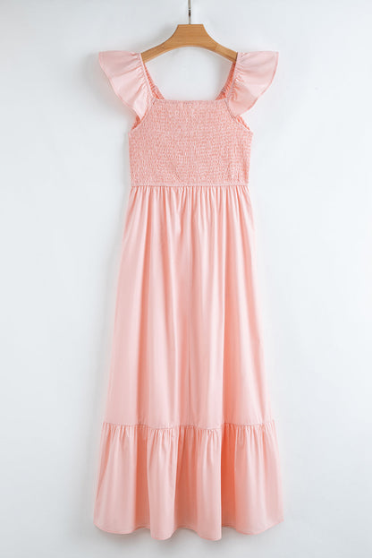 Ashlyn Flutter Sleeve Smocked Bodice Maxi Dress - Threaded Pear